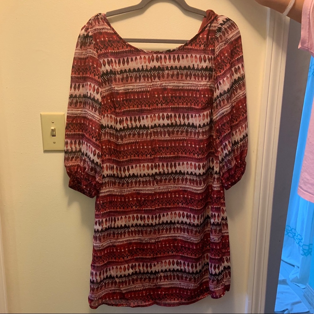 Pink and red midi dress